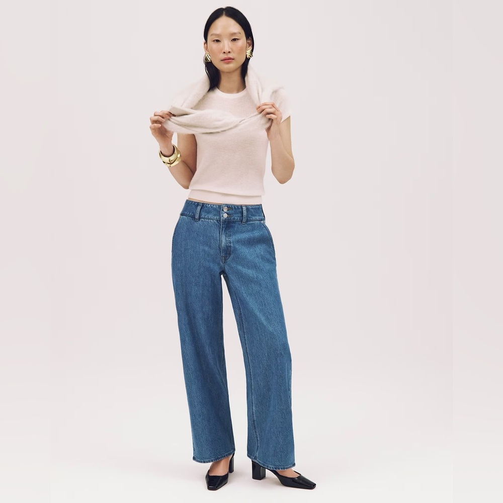 J.‎ Crew Wide Leg Trouser Jeans Size 26 Blue Preppy Coastal Relaxed Smart Casual